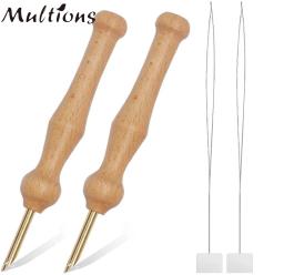 1/2 pçs perfurador de madeira agulha bordado caneta com agulha threader para diy artesanato costura applique embelezamento ferramentas de costura - Image 1