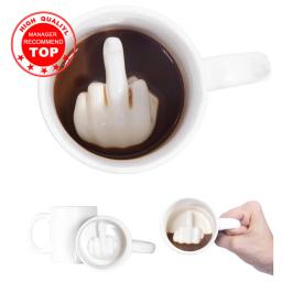 Caneca branca de dedo médio, caneca com design criativo estilo de novidade caneca de mistura de leite e café caneca engraçada de cerâmica capacidade de 300ml copo de água - Image 1