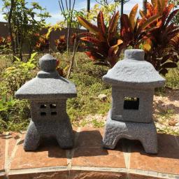 Produtos de decoração pátio japonês cerâmica imitação pedra lâmpada ornamentos imitação mármore vermelho argila japonês jardim lanterna - Image 1