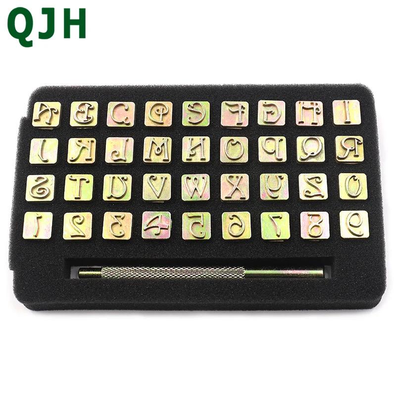 Conjunto de ferramentas para estampagem de couro, 36 cv, inglês, alfanumérico, carimbo de metal, artesanal, ferramentas de couro, faça você mesmo, artesanato, carimbo do alfabeto - Image 1