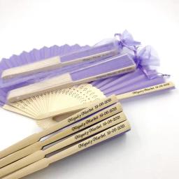 Lembrancinhas personalizadas de seda para festa de casamento, 40 unidades, leques, decoração, lembranças, com bolsa de organza, para convidados - Image 4