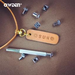 OWDEN-Couro Padrão Stamping Tool Set, DIY Arte Manual, Selos de impressão, Metal, 9pcs - Image 4