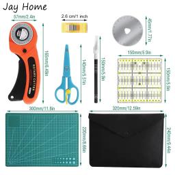 Kit cortador rotativo com esteira de corte Régua de retalhos Faca de escultura Tesoura Clipes para Quilting Acessórios de costura de couro - Image 2