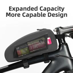 Rockbros saco de bicicleta à prova d' água ciclismo top tubo frontal saco quadro grande capacidade mtb estrada pannier bicicleta acessórios da bicicleta preta - Image 4