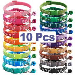 Colarinho de Nylon Ajustável com Sino para Animais de Estimação, Coleira de Gato e Cachorro Ajustável, Delicada e Segurança, Moda Casual, Atacado, 10PCs - Image 1