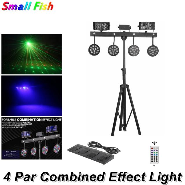 Suporte de Luz LED 4 em 1: Efeito Combinado de Palco, Laser, Derby e Strobe para Festas e Discotecas