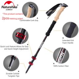 Naturehike bastao de caminhada bastão retrátil bastao retratil bastao trekking bastão de caminhada ultralight bastao de caminhada fibra de carbono bastão caminhada bengalas hiking escalada 2pcs trekking stick - Image 2