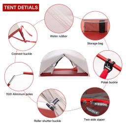 Bswolf barraca de acampamento para 2 pessoas, ultraleve, 20d, 380t, nylon, camada dupla, à prova d'água, para caminhadas, viagens, com tapete grátis - Image 2