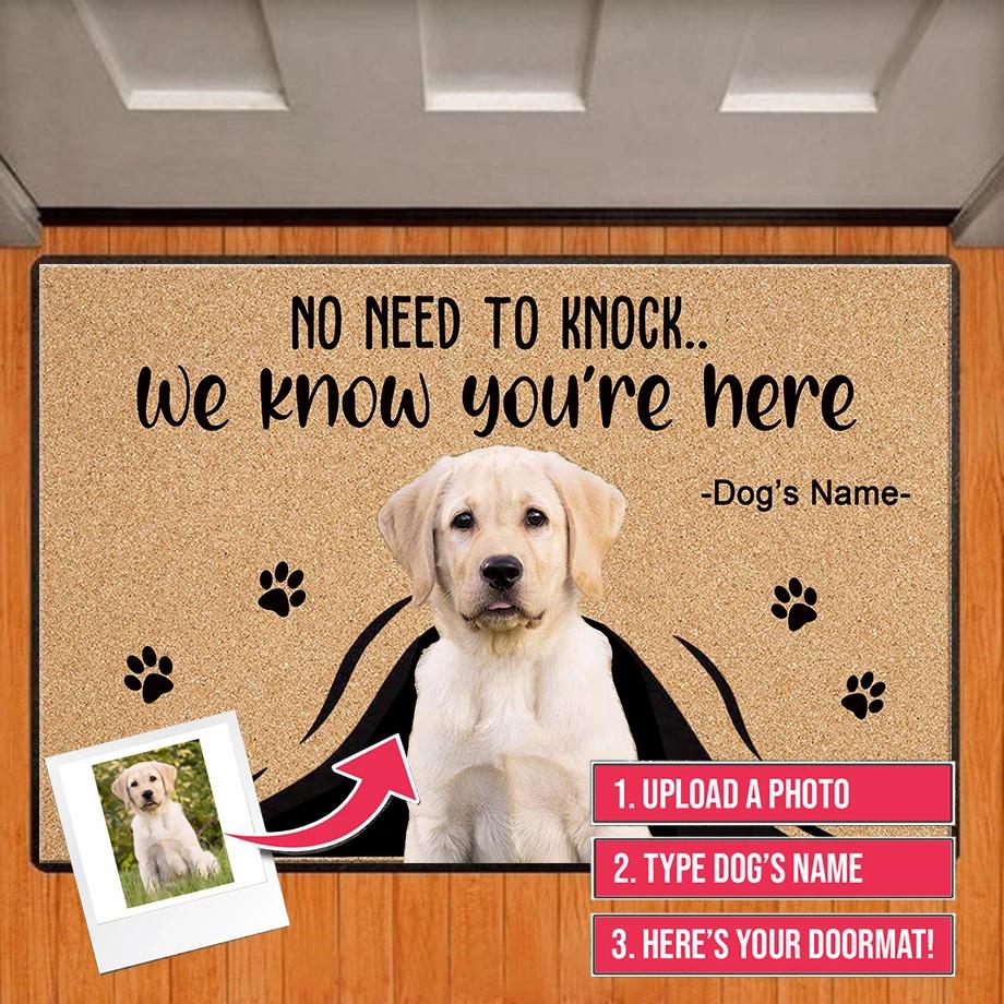 Cão personalizado Bem-vindo Mat, Capacho personalizado com o nome da foto do animal de estimação, Corredor Floor Mats, Home Decor Acessório - Image 1