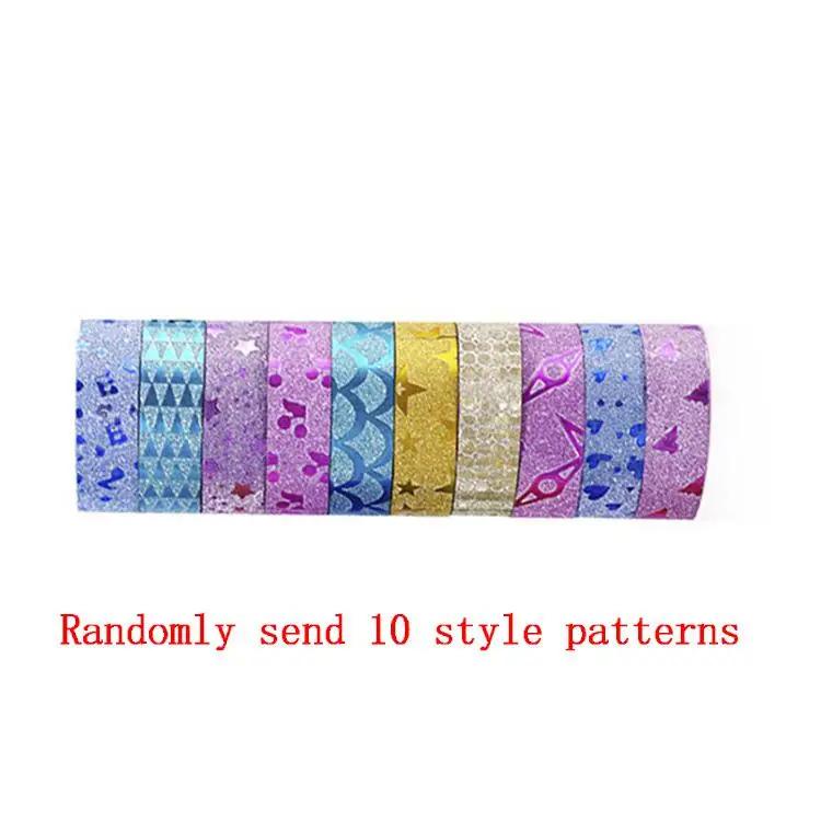Glitter Washi Tape Papelaria, Fitas Adesivas Decorativas, Fita Adesiva DIY Cor, Scrapbooking, Material Escolar, 10Pcs - Image 1