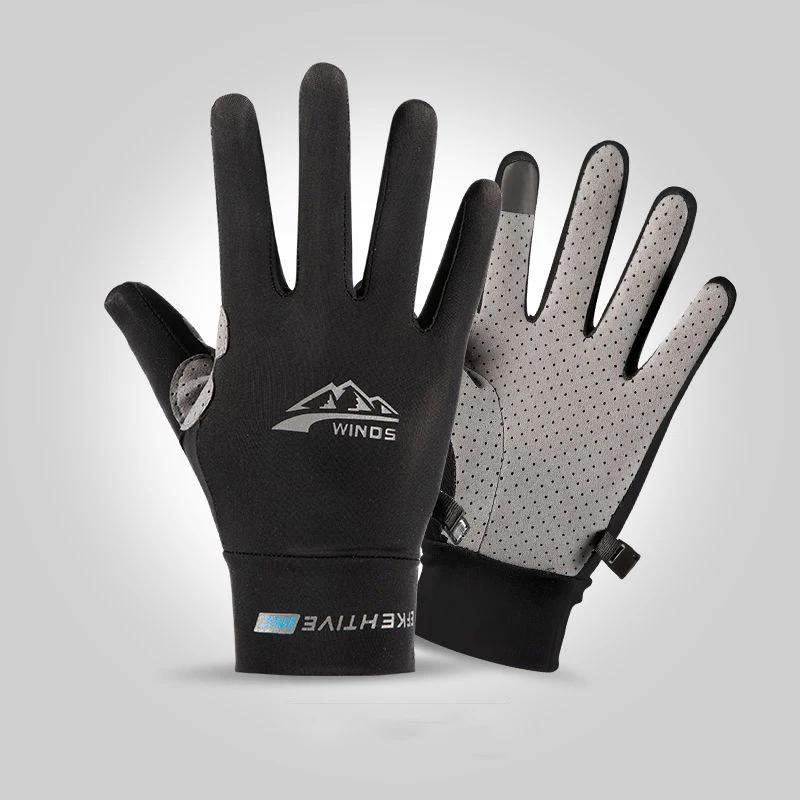 Touchscreen verão esporte luvas de ciclismo homem ao ar livre pesca gelo seda luz respirável fina corrida fitness condução luvas femininas - Image 1