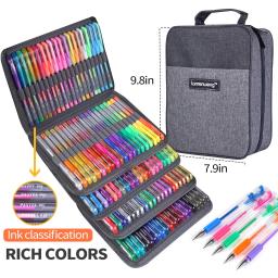 Canetas Gel coloridas com bolsa de lona para crianças e adultos, Tip Glitter, livros para colorir, 12 24 100 - Image 2