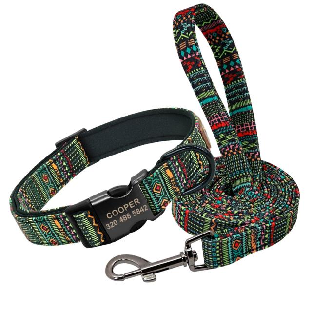 Coleira de Nylon Personalizada para Cães com Identificação - Estampada para Animais Pequenos, Médios e Grandes