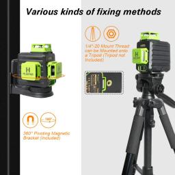 Huepar-3D Cruz Linha Auto-Nivelamento Nível Laser, 12 Linhas, Green Beam Li-ion Battery, Type-C Porta de Carregamento, Hard Carry Case - Image 5