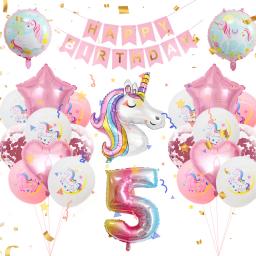 Decorações de festa de aniversário de 0 a 9 anos, kit de suprimentos para festa com tema de unicórnio, chá de bebê - Image 2