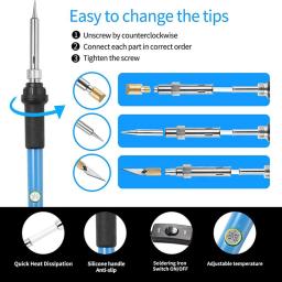 Kit de ferro de solda ajustável 60 W Conjunto de ferramentas elétricas de solda cautin com lápis de cor para pirografia - Image 3