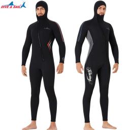 Mergulho & sail 3mm neoprene mergulho mergulho terno homem underwater snorkeling surf frente zíper caça submarina com capuz praia wetsuit - Image 4