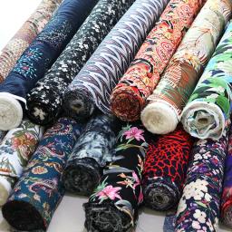 Por metro qualidade viscose popeline tecido vintage geométrico floral pássaros boêmio retalhos rayon material atacado - Image 3