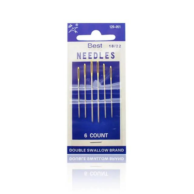 Kit Completo de Agulhas de Aço Inoxidável para Costura Artesanal com Variedade de Tamanhos e Acessórios para Ponto Cruz e Bordado em Tecido Dourado