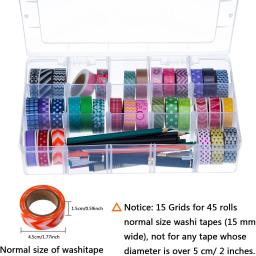 Artesanato Organizador Caixa De Armazenamento para Washi Tape, Arte Suprimentos e Adesivo, 15 compartimentos, transparente - Image 3