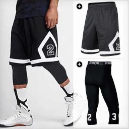 Homens conjuntos de basquete esporte ginásio terno de treino de secagem rápida shorts + collants masculino exercício de futebol caminhadas correndo fitness treino 162s - Image 1