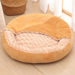 Cama semi-fechada do animal de estimação, cama redonda do animal, velo macio, engrossar o ninho, canil do cão, gato, saco de dormir, sofá acolhedor do filhote - Image 3