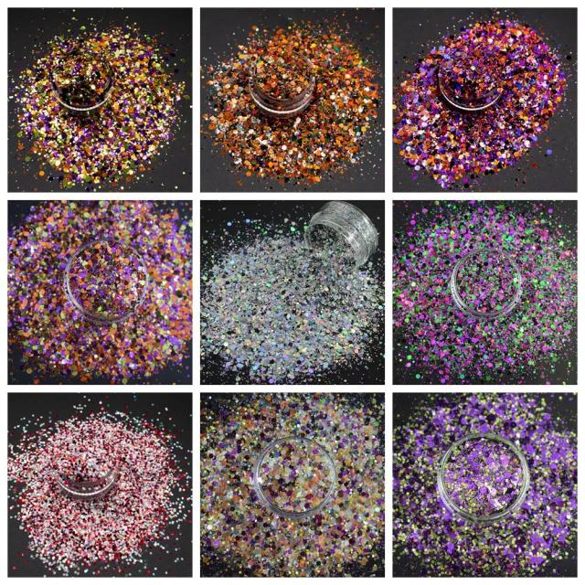 Lantejoulas de Halloween em Glitter Mix para Decoração de Nail Art, Body Art e Artesanato DIY em Festas e Eventos