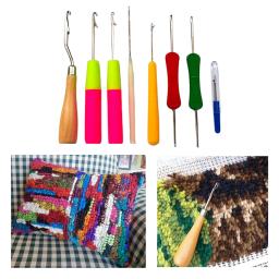 Kit de gancho de trava crochê curvo, 9 peças, agulha para fazer costura, ferramenta de tricô - Image 4