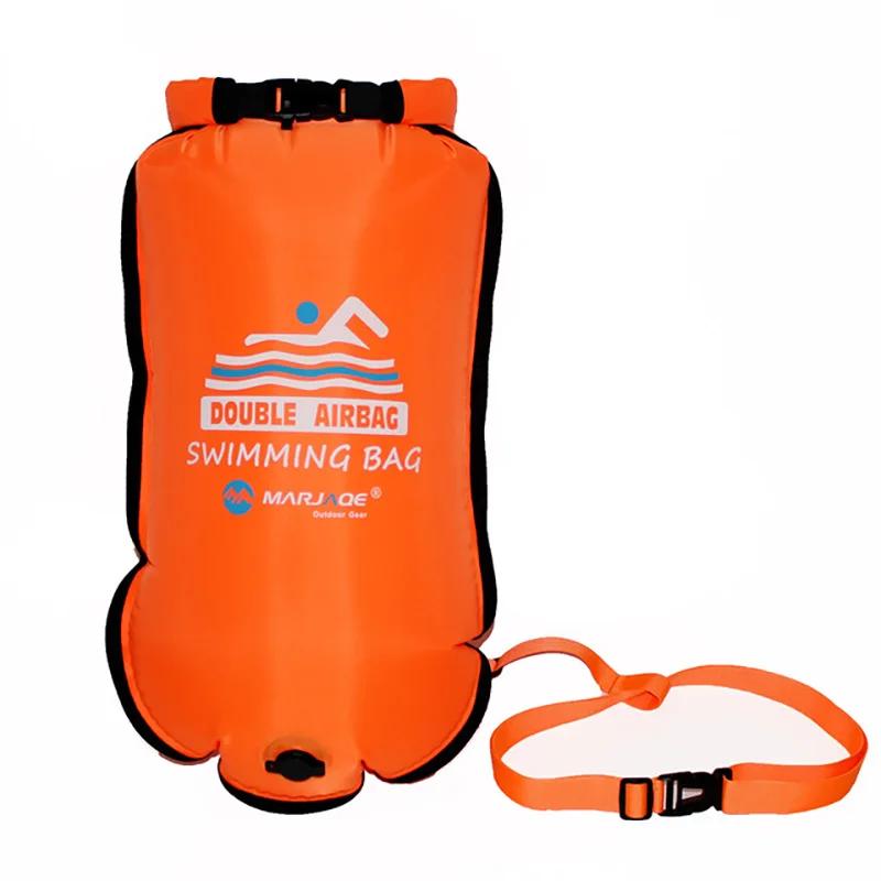 PVC natação bóia reboque flutuador saco seco, inflável aberto, airbag duplo com cinto, alta visibilidade, água esporte segurança saco, 20l - Image 1