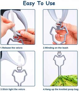 Sacos de cocô de cão mão-livre clip tração corda saco de toalete dispensador de saco de cocô de cão suporte de limpeza suprimentos de gato - Image 4