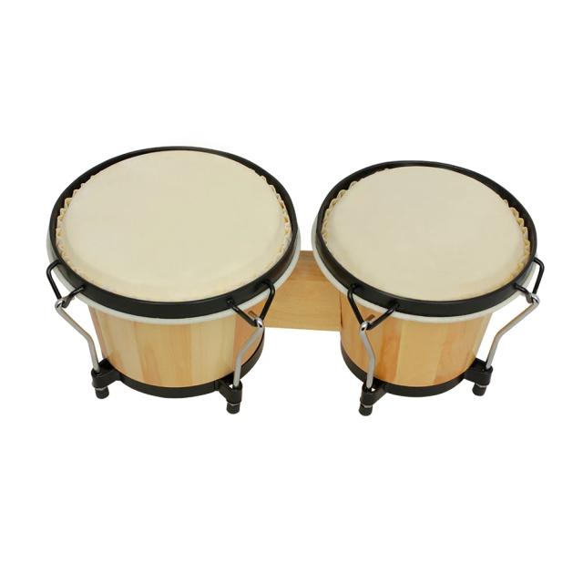 Bongôs africanos de madeira com pele de cabra para crianças - Instrumentos musicais educativos e brinquedos de percussão para aprendizagem precoce
