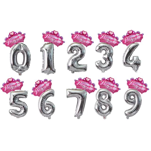 Balões Metalizados de Arco-Íris para Decoração de Festas de Aniversário Infantil - Números 0 a 9 em Rosa, Dourado, Prata e Azul