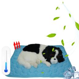 Esteira de resfriamento portátil para cães e gatos Esteira de verão Almofada de resfriamento Refrigerador para dormir Cama do animal de estimação Cobertor de seda de gelo Gato - Image 1