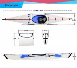 Kayak Fishing Boat Folding Hard Shell Canoa com Paddle Drifting, Mão portátil Remo com remos e peças, Duty Tax Free, 3,9 m - Image 6