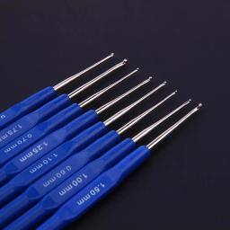 8 pçs pequenos ganchos de crochê agulhas pontos tricô artesanato caso crochê conjunto para costura 0.6/0.7/0.9/1.0/1.1/1.25/1.5/1.75mm - Image 5