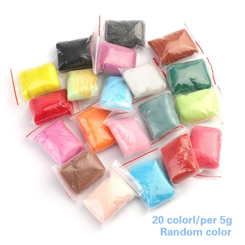 MIUSIE-Mixed Cor Lã Tops, Roving Lã, Fibra, Agulha, Handmade, Spinning Artesanato, DIY Boneca, Bordado, 5g, 20, 50, 100 Pcs - Image 1