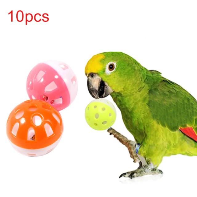 Brinquedo Colorido para Aves com Bolas Rolantes e Sons - Divertido para Papagaios, Calopsitas e Periquitos - Pacote com 10 Peças