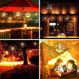 Led à prova ddanágua explodindo estrela fogos de artifício lâmpada natal luzes de fadas fio cobre lâmpada dandelion luzes da corda do jardim decoração da sua casa - Image 4