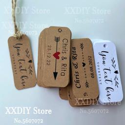 Nome personalizado & data obrigado você tag weding festa decoração favores personalized mini kraft tags favor do casamento - Image 1