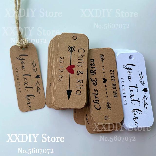 Tags Personalizadas de Casamento - Mini Favor Kraft com Nome e Data para sua Festa