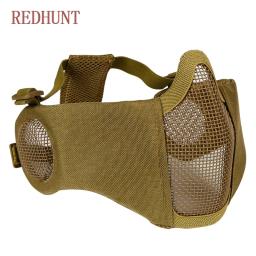 Airsoft tático meia máscara facial militar respirável paintball máscara protetora malha máscara de arame de aço para a caça tiro - Image 4