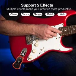 Efeito de guitarra portátil pedal b6 efeitos de prática de guitarra embutido bateria de lítio sintetizador w/5 efeitos recarregável usb - Image 3