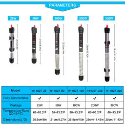 Aquecedor de aquário submersível tanque de peixes ajustável controle de temperatura constante haste de aquecimento aquário peixes aquáticos suprimentos 300w - Image 6
