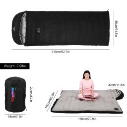 Saco de dormir leve com saco de armazenamento, 95% White Goose Down, Camping, Caminhadas, Viajar, Exterior, Inverno, 210x80cm - Image 1