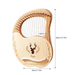 Lira de madeira 19-string harpa caixa de ressonância instrumento de corda com chave de ajuste 3pcs picaretas adesivo conjunto extra de cordas instrumento - Image 4