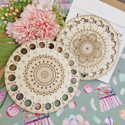 Organizador de bordado diy de madeira e mandala, suporte para linha de ponto cruz, armazenamento de agulhas artesanais, acessórios para costura, artesanato, 1 peça - Image 1