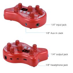 Ammoon-PockRock Pedal de Efeito de Guitarra, Processador Multi-Efeito, 15 Tipos de Efeito 40 Ritmos de Bateria, Adaptador - Image 4