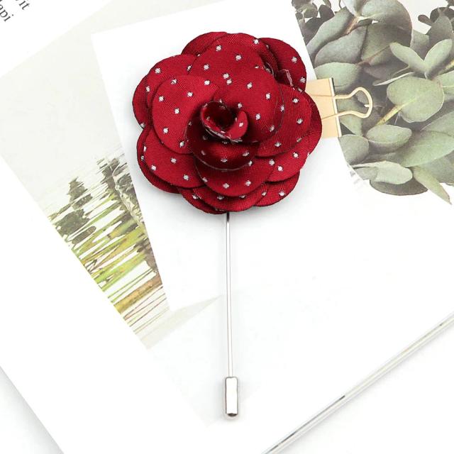 Broches Masculinos Feitos à Mão: 25 Cores de Tecido Floral para Lapela e Acessórios de Casamento
