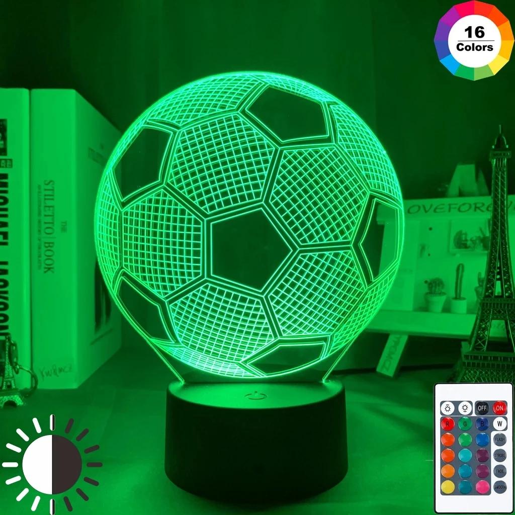 3D Ilusão Night Light com Sensor de Toque, Bola De Futebol, Luz Noturna Remota para Crianças, Decoração Do Quarto, Lâmpada De Mesa De Futebol, Presente - Image 1