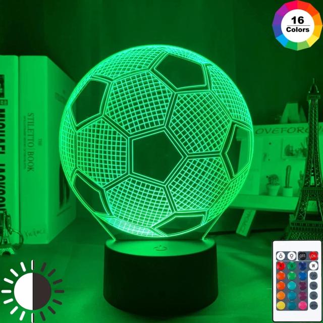 Iluminação 3D com Sensor de Toque em Forma de Bola de Futebol - Luz Noturna Remota para Crianças e Decoração de Quarto, Ideal como Presente
